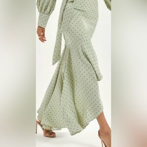 Chic Green Polka Dot Maxi Skirt